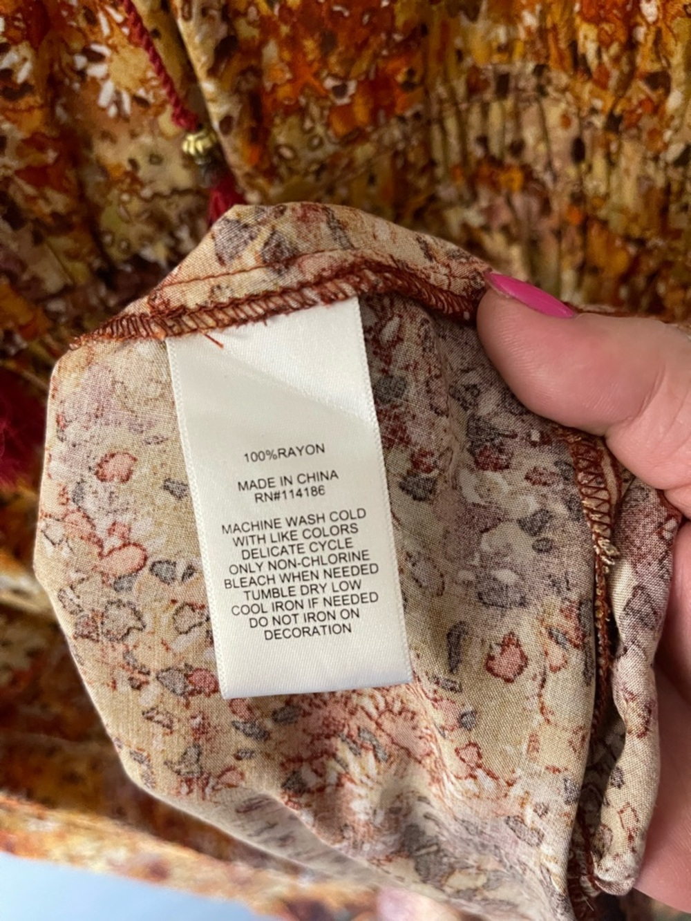 Frye and Co. Boho Floral Tie-Front Midi Dress Sz L - Picture 5 of 5